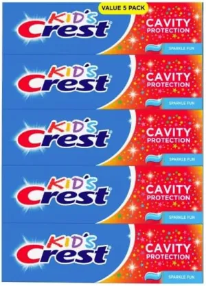Crest Kids Cavity Protection Toothpaste, Sparkle Fun Flavor, Value Pack, 5 Count