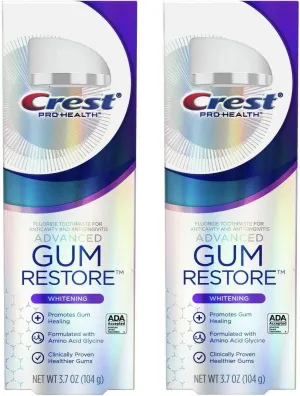 Crest Pro Health Gum Restore Advanced Whitening Toothpaste, 3.7 Oz (104g) - Pack of 2