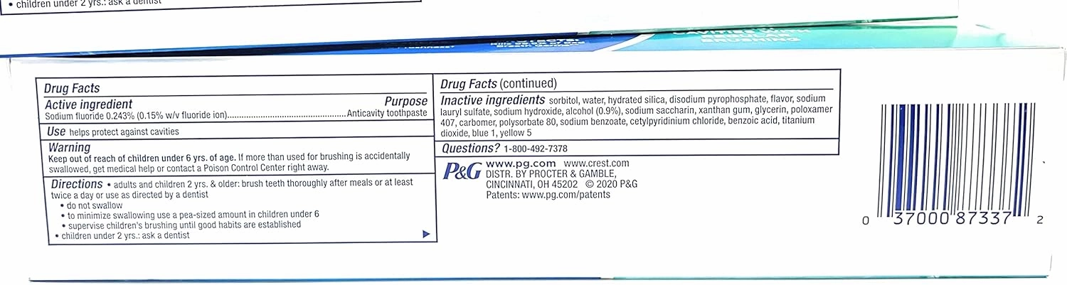 Crest Complete Toothpaste Plus Scope Advanced Active Foam, Striped, 8.2 oz (2Pack)