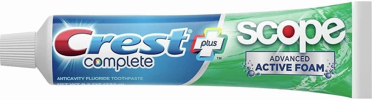 Crest Complete Toothpaste Plus Scope Advanced Active Foam, Striped, 8.2 oz (2Pack)