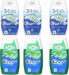 Crest Scope Whitening Toothpaste Set: Complete Tartar Control, 3-in-1 Liquid Gel, 4.6 Ounce Each With eBooklet (Set of 7 Items)