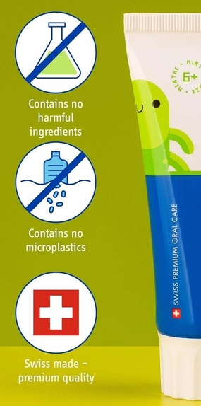 CuraproxToothpaste Kids 1450 | Mint Toothpaste for Children 6  Years with Mild Mint Flavour, 60ml - SLS Free, Microplastic Free & Triclosan Free.