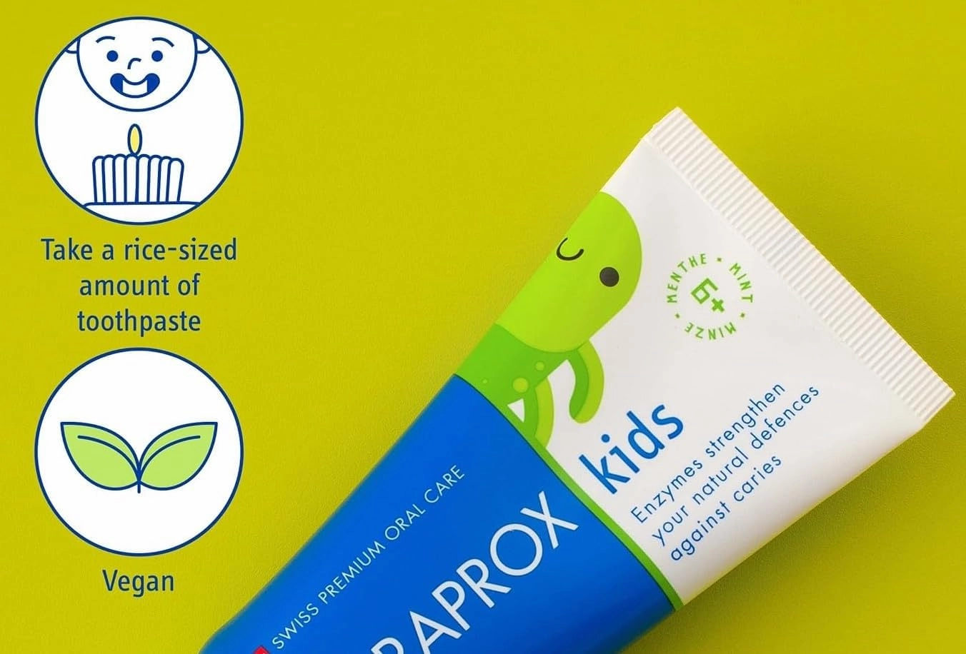 CuraproxToothpaste Kids 1450 | Mint Toothpaste for Children 6  Years with Mild Mint Flavour, 60ml - SLS Free, Microplastic Free & Triclosan Free.