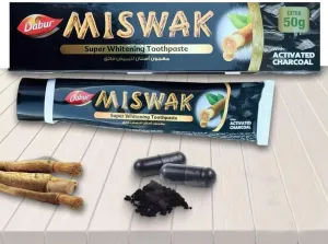 Dabor Miswak Herbal Toothpaste with Activated Charcoal (Net Weight: 120g   50g Free)
