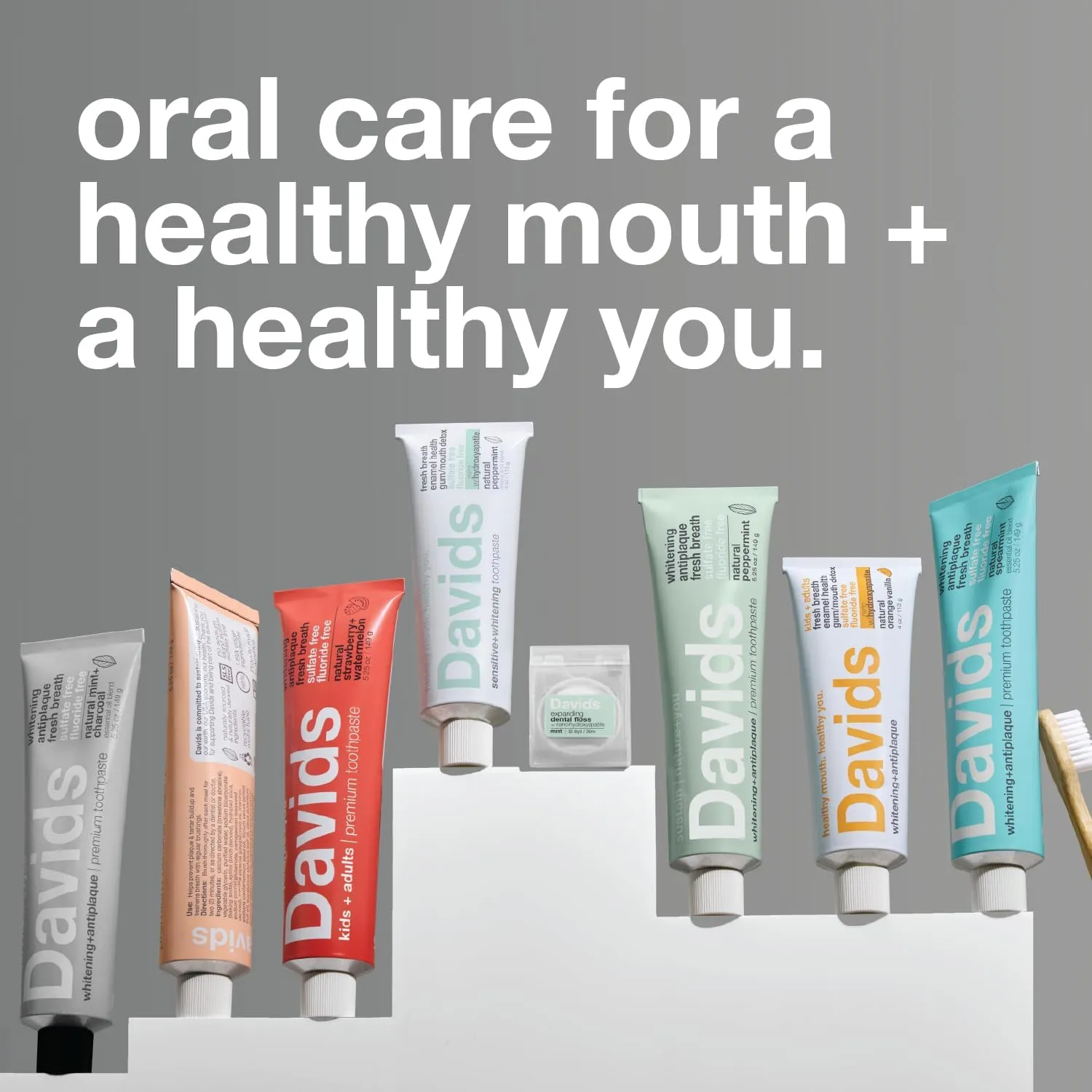 Davids Hydroxi™ Fluoride Free Nano Hydroxyapatite Toothpaste for Remineralizing Enamel & Sensitive Relief, Whitening, Antiplaque, SLS Free, Natural Peppermint, 5.25oz, Made in USA (3 Pack)