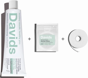 Davids Nano Hydroxi Toothpaste and Floss Bundle, Remineralize Enamel, Sensitive Relief & Teeth Whitening - Antiplaque, Fluoride Free, SLS Free, Peppermint, 4oz, Made in USA