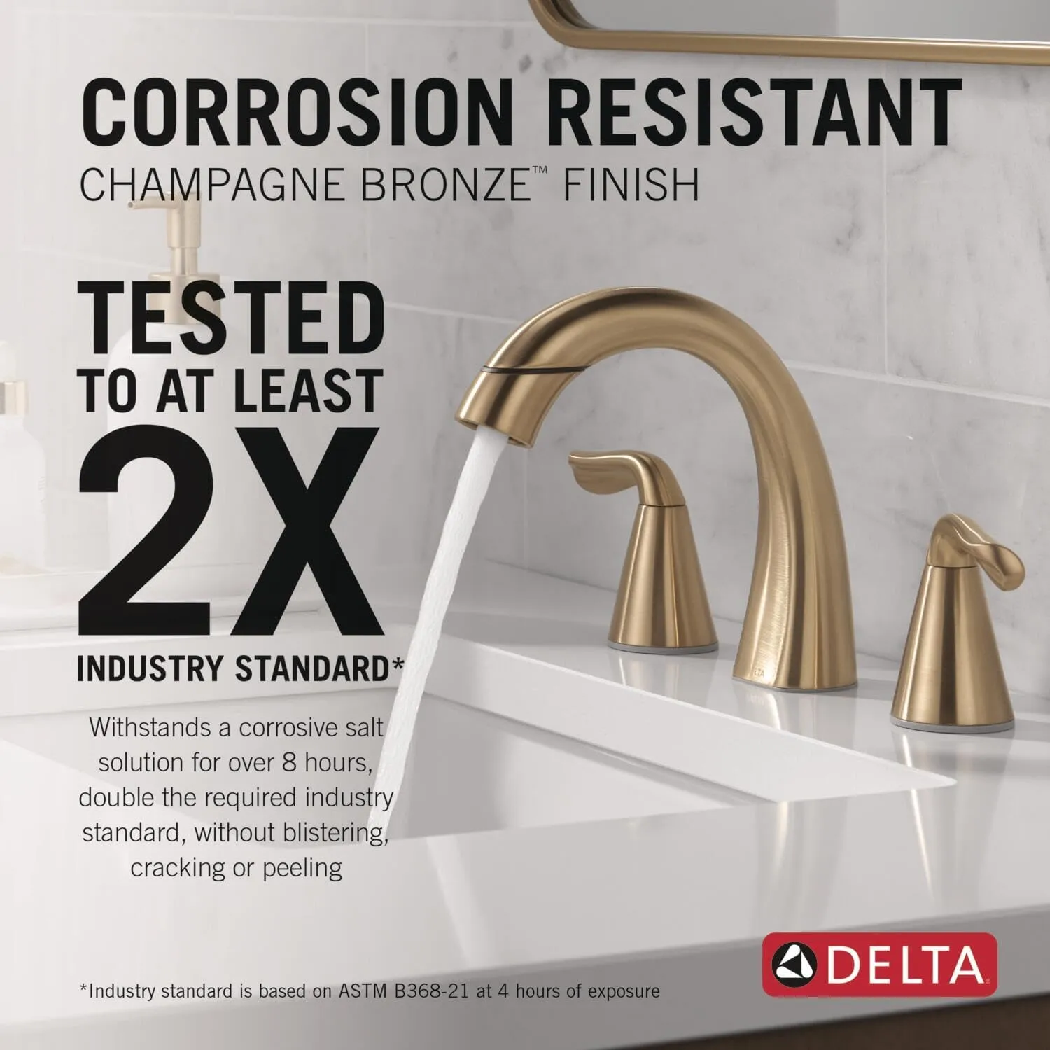 Delta Arvo Brushed Gold Bathroom Faucet with Sprayer, 8 Inch 3 Hole Widespread Bathroom Sink Faucet with Pull Out Sprayer, Push-Pop Drain, Champagne Bronze 35840LF-CZPD