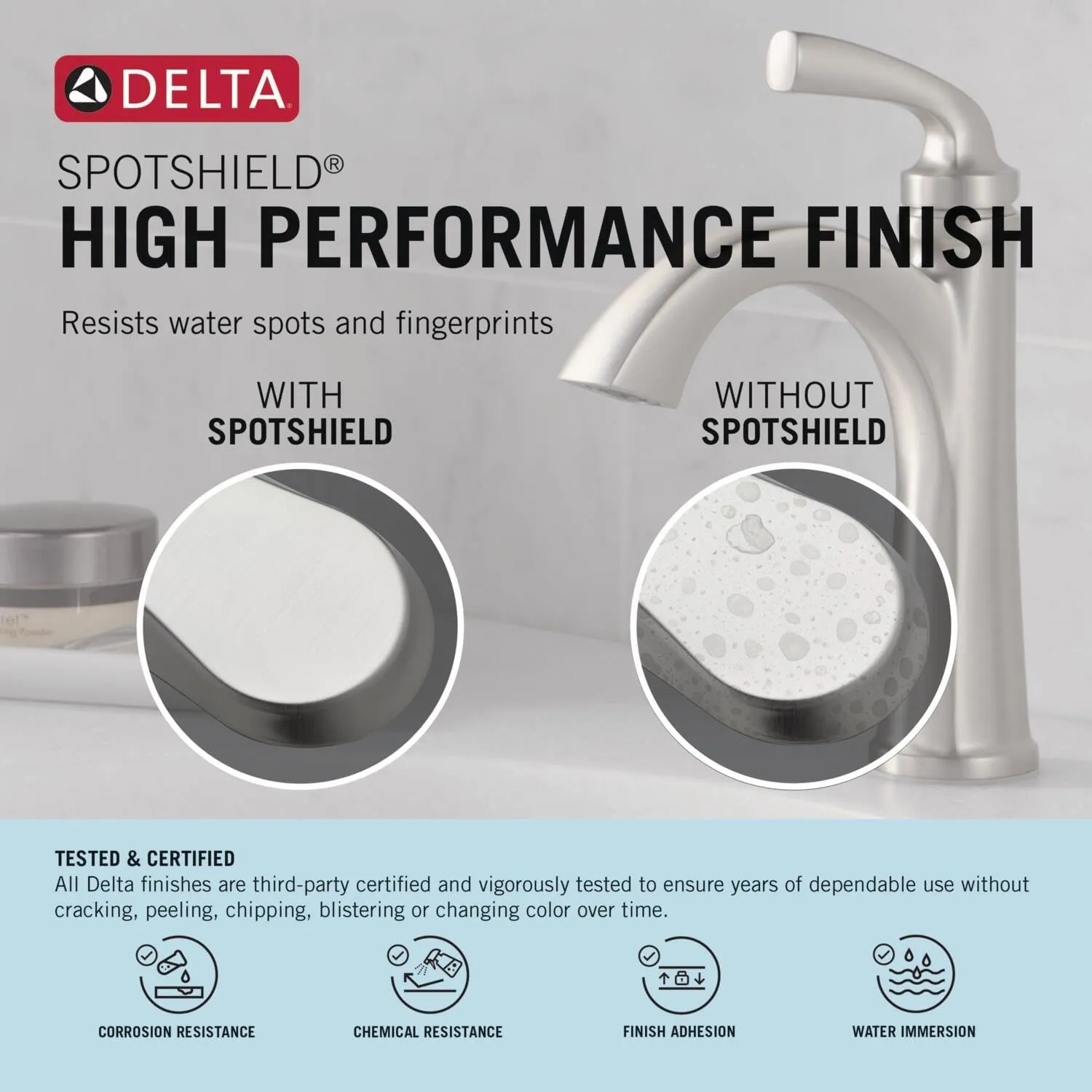 Delta Arvo Brushed Nickel Bathroom Faucet with Sprayer, 8 Inch 3 Hole Widespread Bathroom Sink Faucet with Pull Out Sprayer, Push-Pop Drain, SpotShield Stainless 35840LF-SPPD