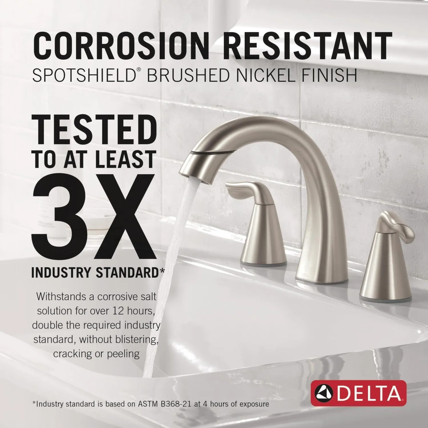 Delta Arvo Brushed Nickel Bathroom Faucet with Sprayer, 8 Inch 3 Hole Widespread Bathroom Sink Faucet with Pull Out Sprayer, Push-Pop Drain, SpotShield Stainless 35840LF-SPPD