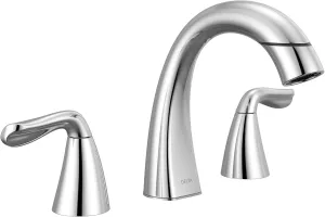 Delta Arvo Chrome Bathroom Faucet with Sprayer, 8 Inch 3 Hole Widespread Bathroom Sink Faucet with Pull Out Sprayer, Push-Pop Drain, Chrome 35840LF-PD