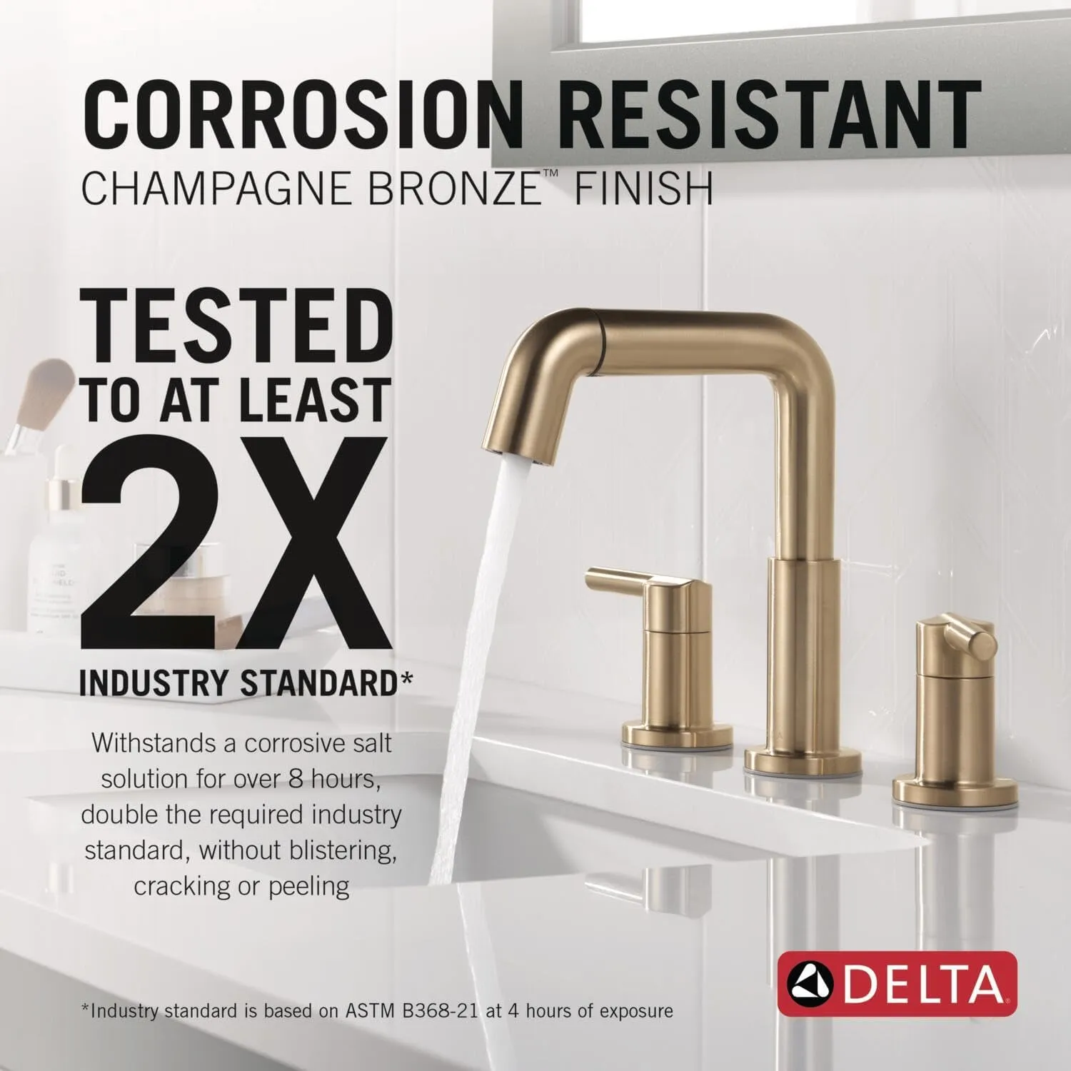 Delta Nicoli Brushed Gold Bathroom Faucet with Sprayer, 8 Inch 3 Hole Widespread Bathroom Sink Faucet with Pull Out Sprayer, Push-Pop Drain, Champagne Bronze 35849LF-CZPD