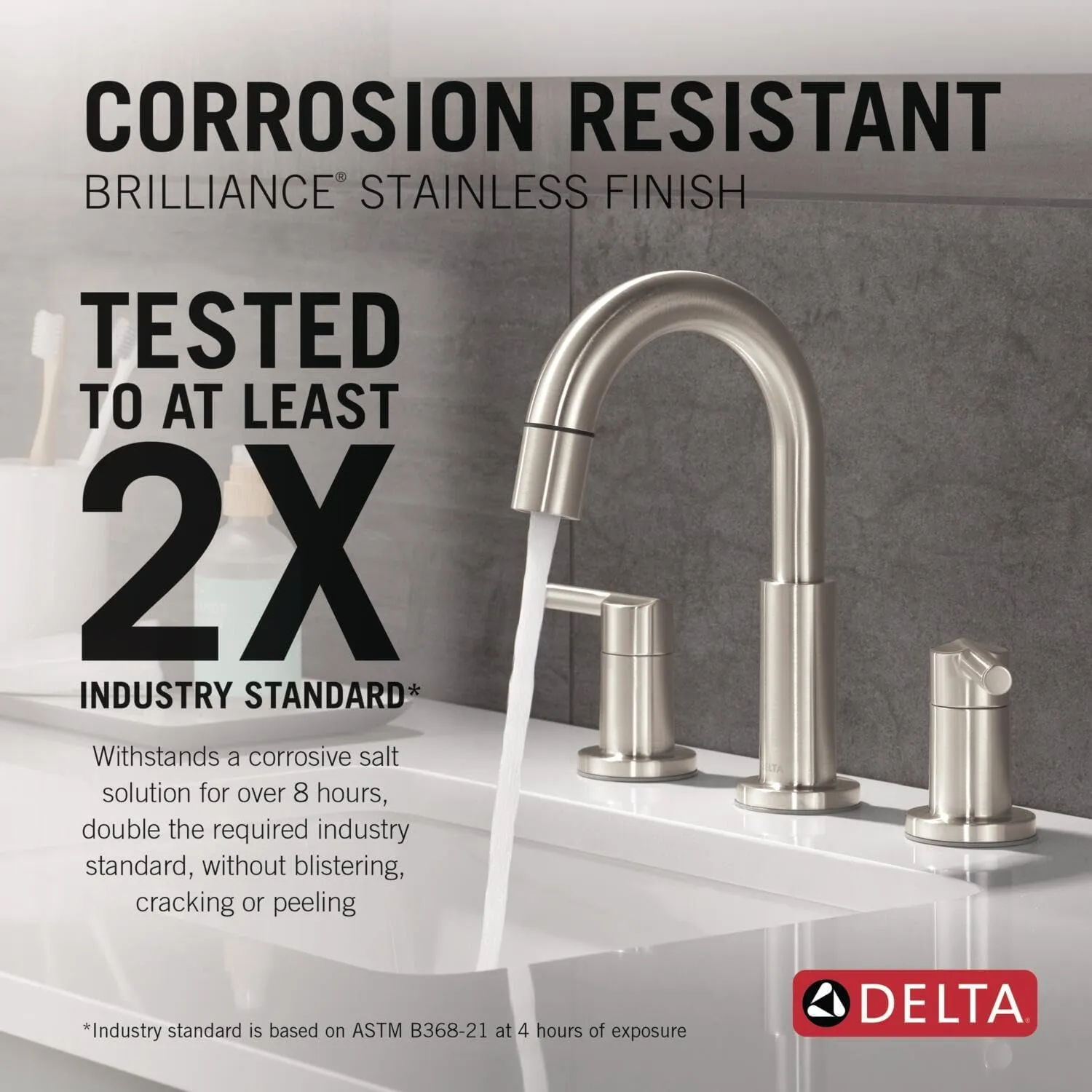 Delta Nicoli Brushed Nickel Bathroom Faucet with Sprayer, 8 Inch 3 Hole Widespread Bathroom Sink Faucet with Pull Out Sprayer, Push-Pop Drain, Stainless 35749LF-SSPD