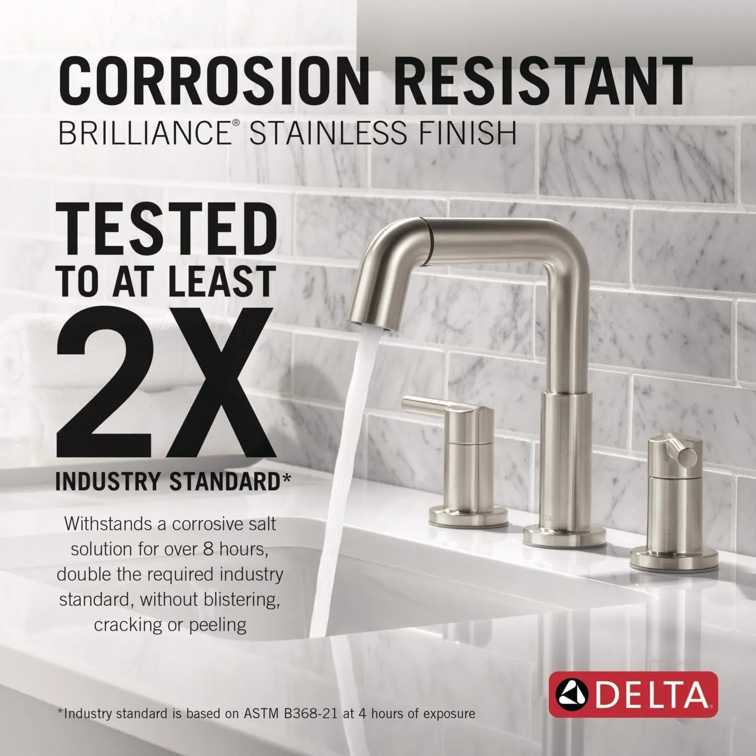 Delta Nicoli Brushed Nickel Bathroom Faucet with Sprayer, 8 Inch 3 Hole Widespread Bathroom Sink Faucet with Pull Out Sprayer, Push-Pop Drain, Stainless 35849LF-SSPD