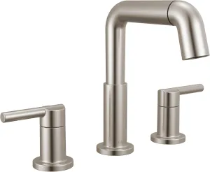 Delta Nicoli Brushed Nickel Bathroom Faucet with Sprayer, 8 Inch 3 Hole Widespread Bathroom Sink Faucet with Pull Out Sprayer, Push-Pop Drain, Stainless 35849LF-SSPD