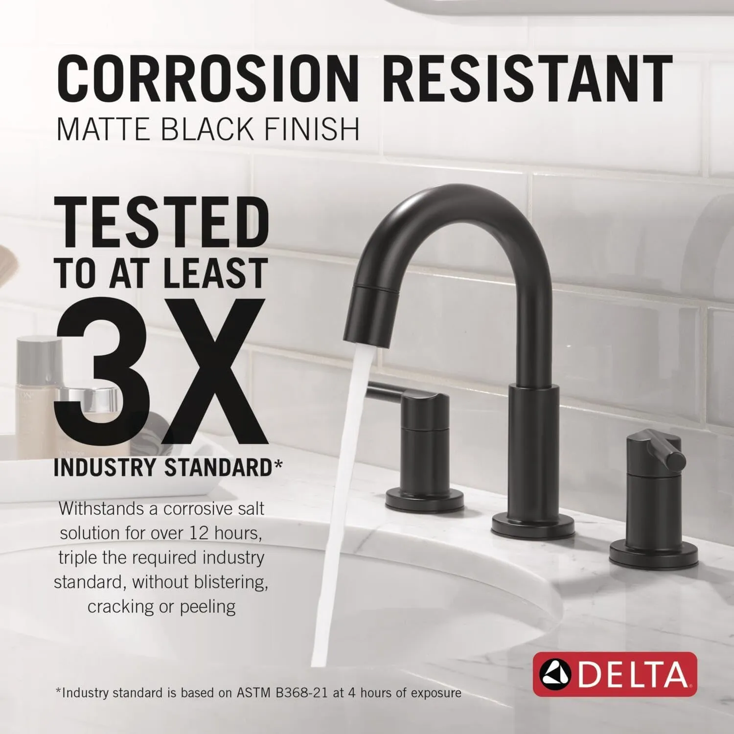 Delta Nicoli Matte Black Bathroom Faucet with Sprayer, 8 Inch 3 Hole Widespread Bathroom Sink Faucet with Pull Out Sprayer, Push-Pop Drain, Matte Black 35749LF-BLPD