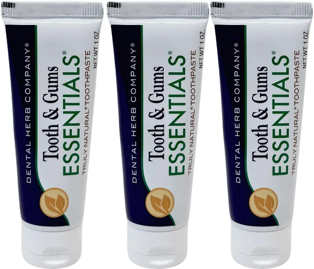 Dental Herb Company - Travel Toothpaste 1oz, (3 Pack) Truly Natural Fluoride-Free and SLS-Free - Superior Defense Against Bleeding and Irritated Gums, Dry Mouth and Mouth sores.
