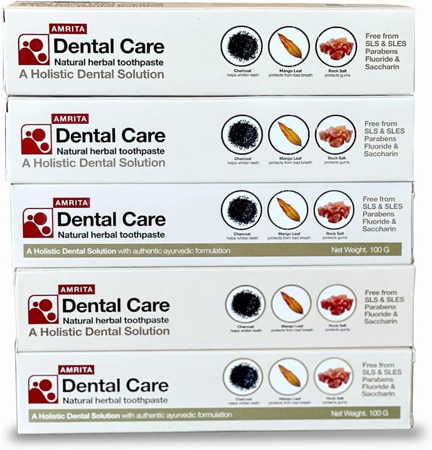 Dental Care Herbal Toothpaste with Neem and Charcoal for Whitening Teeth, Protecting Gums and Bad Breath, 100g (5 Units)
