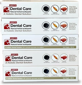 Dental Care Herbal Toothpaste with Neem and Charcoal for Whitening Teeth, Protecting Gums and Bad Breath, 100g (5 Units)