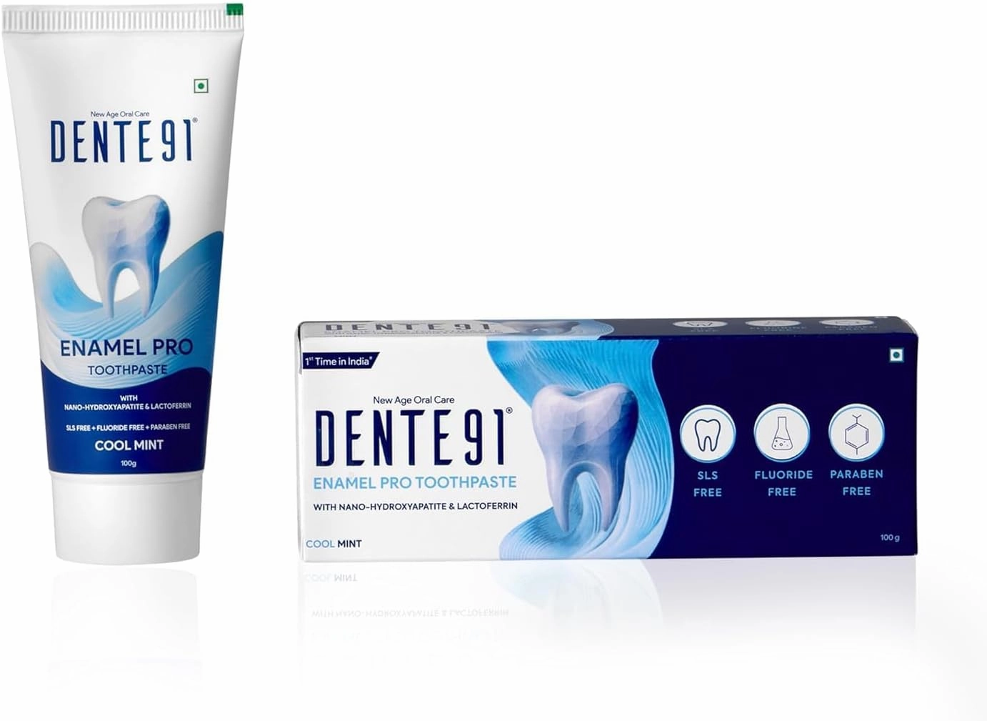 Dente.91 Enamel Pro Toothpaste| Sensitivity Relief | Repairs Cavities | Fights Gum Disease | Reduces Bad Breath | Strengthens Enamel | SLS Free | Fluoride Free | Paraben Free, Pack of 1, 100g