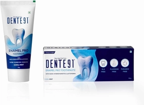 Dente.91 Enamel Pro Toothpaste| Sensitivity Relief | Repairs Cavities | Fights Gum Disease | Reduces Bad Breath | Strengthens Enamel | SLS Free | Fluoride Free | Paraben Free, Pack of 1, 100g