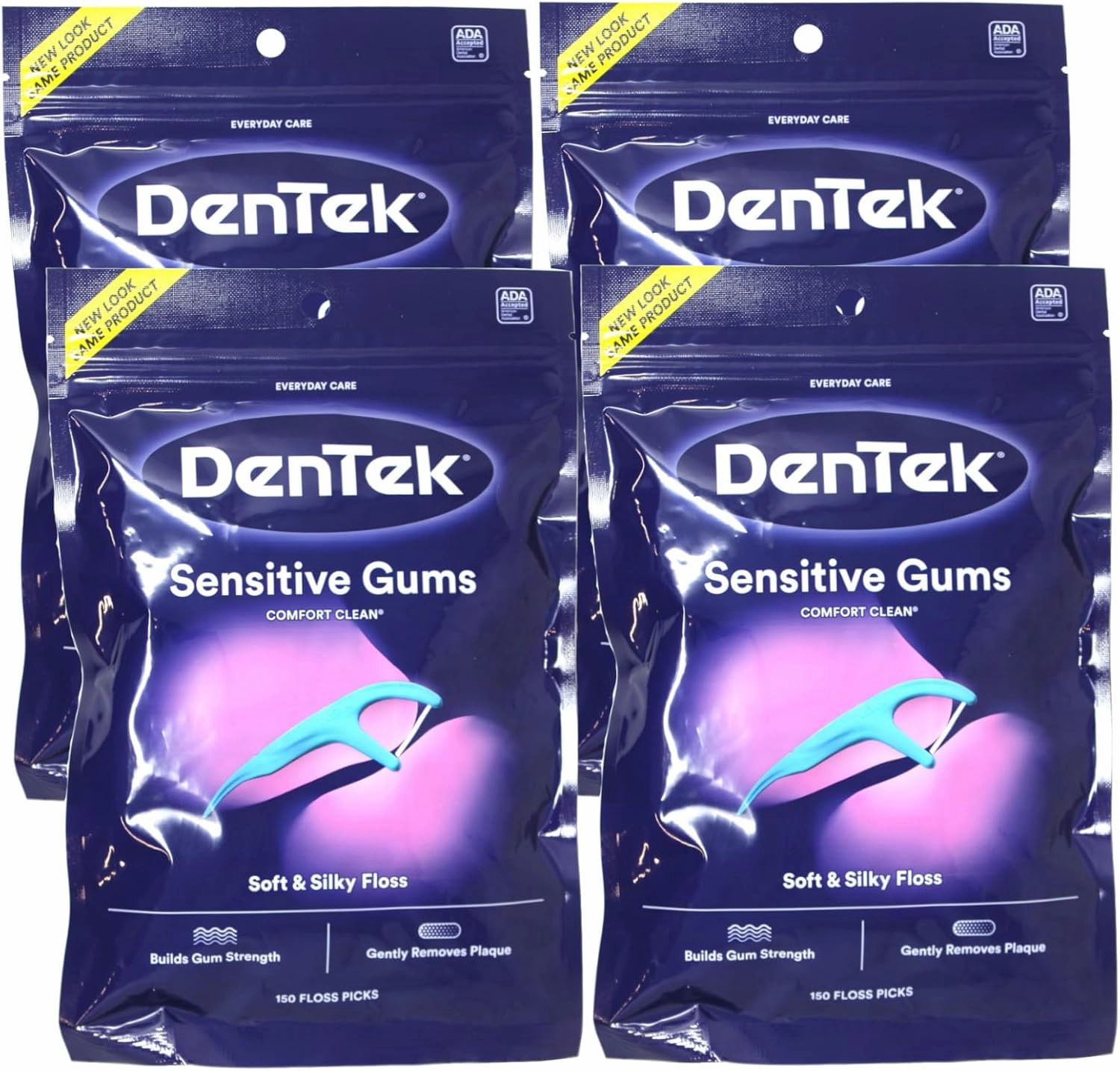 DenTek Comfort Clean Sensitive Gums Mouthwash Blast Floss Picks 150 Each (Pack of 4)