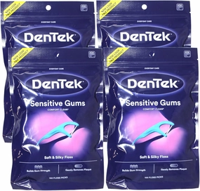 DenTek Comfort Clean Sensitive Gums Mouthwash Blast Floss Picks 150 Each (Pack of 4)