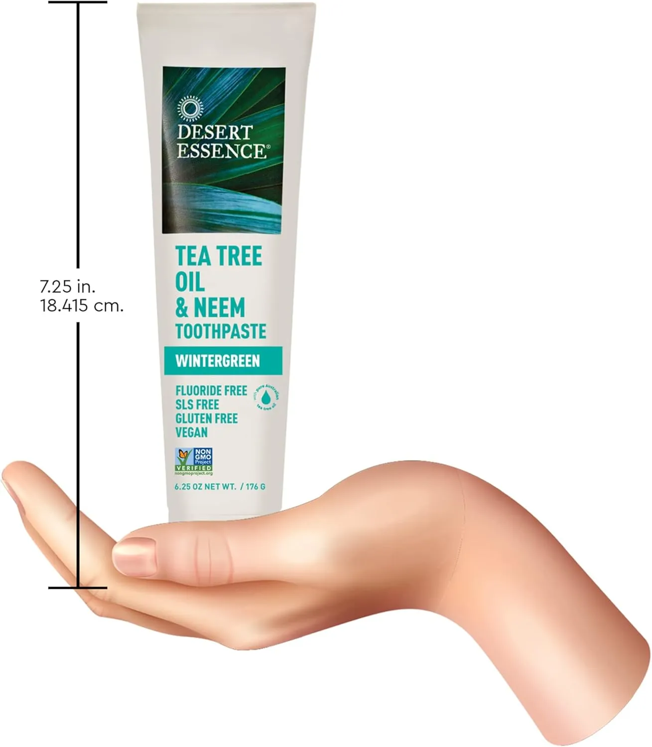 Desert Essence Natural Tea Tree Oil and Neem Toothpaste, Wintergreen,6.25 Oz, Pack of 3