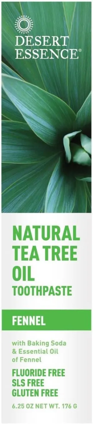 Desert Essence Natural Tea Tree Oil Toothpaste Fennel - 6.4 oz Pack of 4