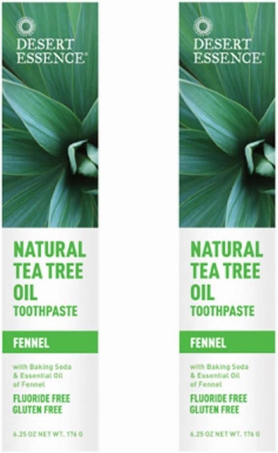 Desert Essence Natural Tea Tree Oil Fennel Toothpaste, 6.25 Ounce - 2 per case.