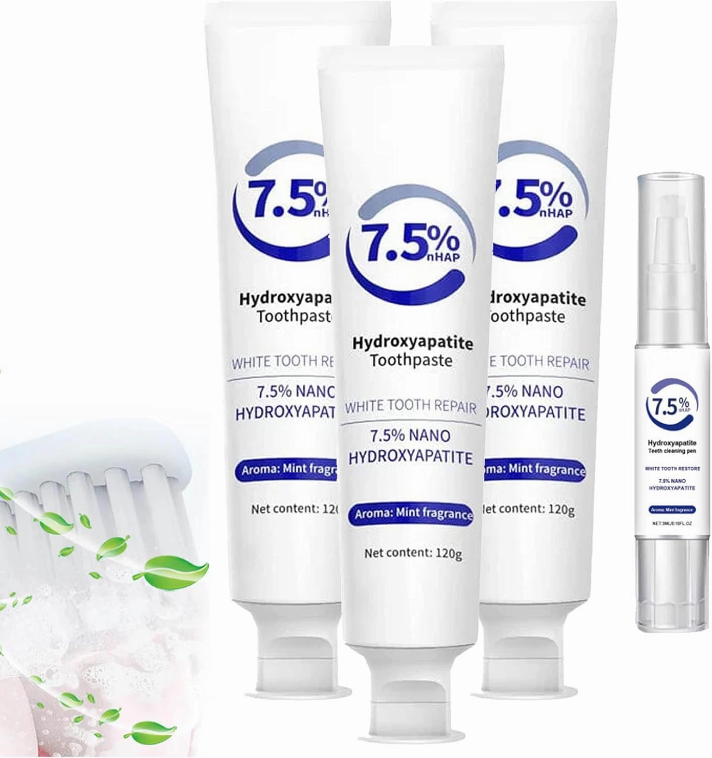 Dodorado Hydroxyapatite Toothpaste - 7.5% Nano Hydroxyapatite Toothpaste, Sensitive Teeth Whitening Toothpaste for Adults and Kids, Enhanced Teeth Whitening and Protection (3)