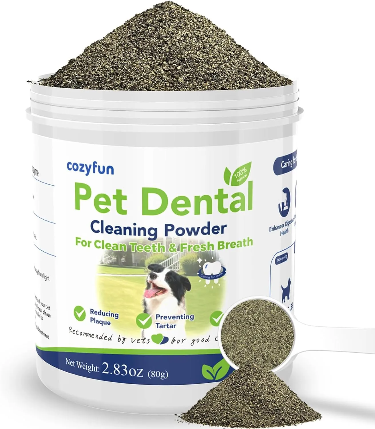 Dog Dental Powder - Dogs Teeth Cleaning Powder, Plaque and Tartar Remover in 7-14 Days, Dog Breath Freshener - All Natural Ingredient Dogs Dental Care Supply