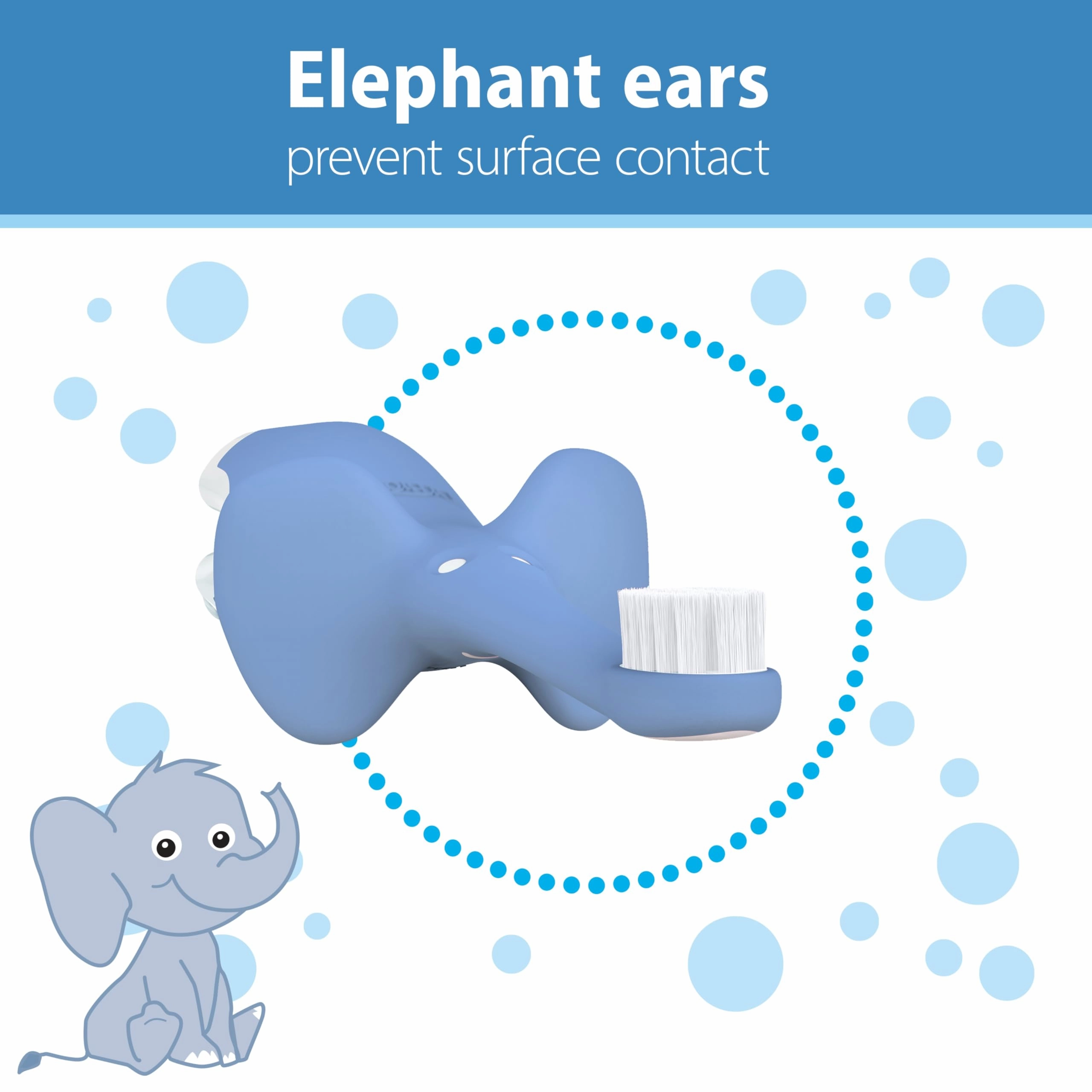 Dr. Brown's Infant-to-Toddler Training Toothbrush Set, Blue Elephant with Fluoride-Free Apple Pear Baby Toothpaste, 0-3 years