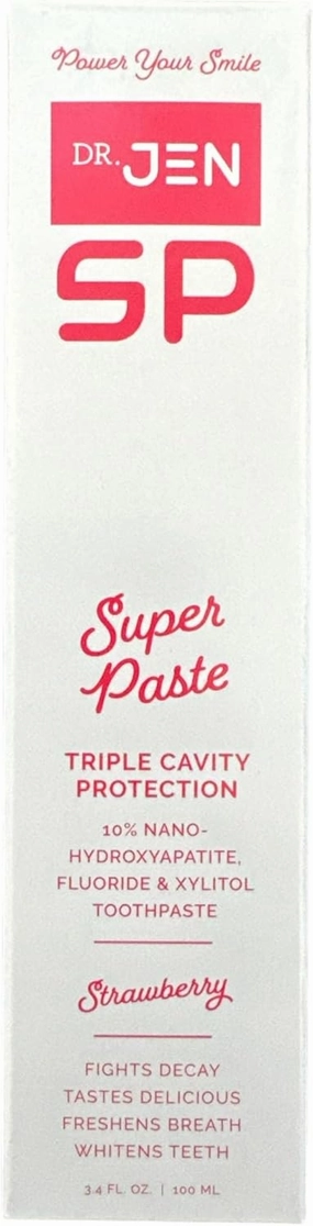 Dr. Jen|Super Paste/Toothpaste Strawberry with Fluoride  10% Nano-Hydroxyapatite|Travel Personal Care Products|Teeth Whitening for Oral Care w/Xylitol&Hydroxyapatite