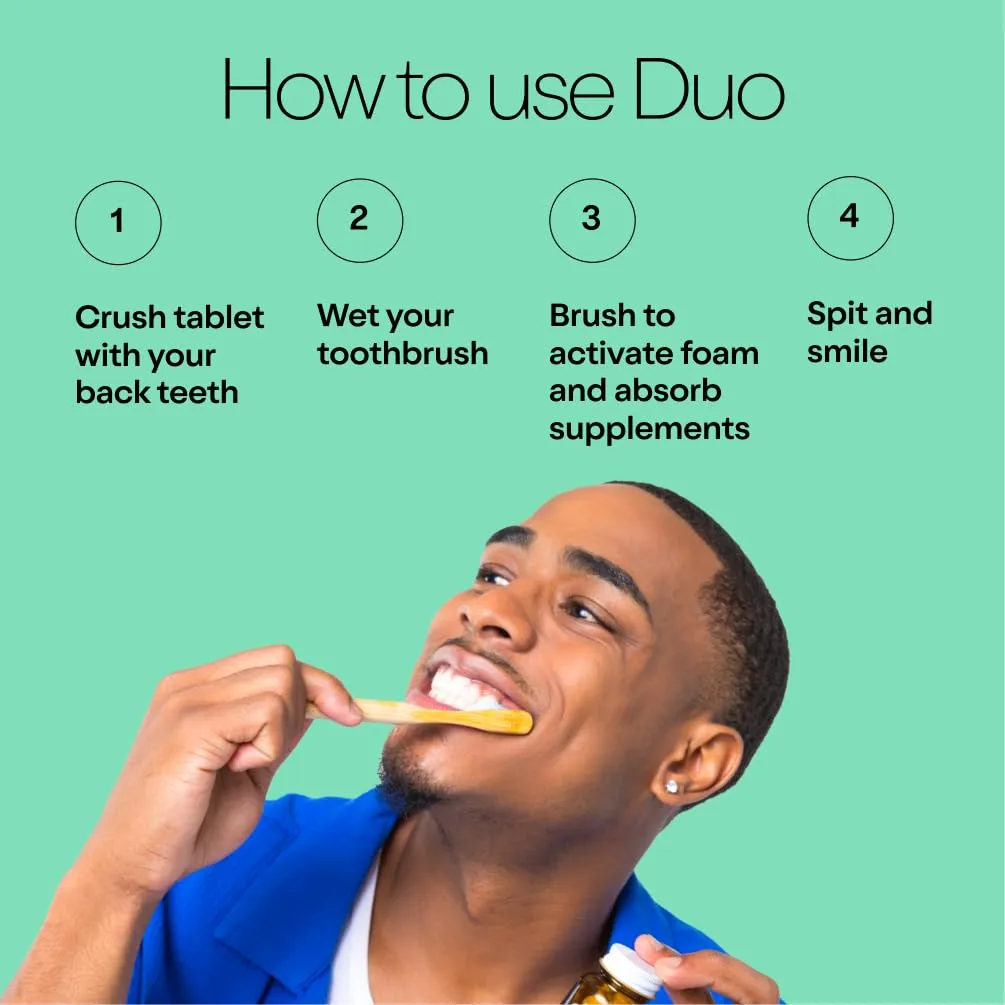 Duo Immunity Toothpaste Tablets | Vitamin D3   B12 w/Nano-Hydroxyapatite (nHa) - Whitening, Remineralize & Reduce Sensitivity | Sustainable & Plastic Free | Wild Mint w/Sage, 1 Bottle/ 62 Tablets