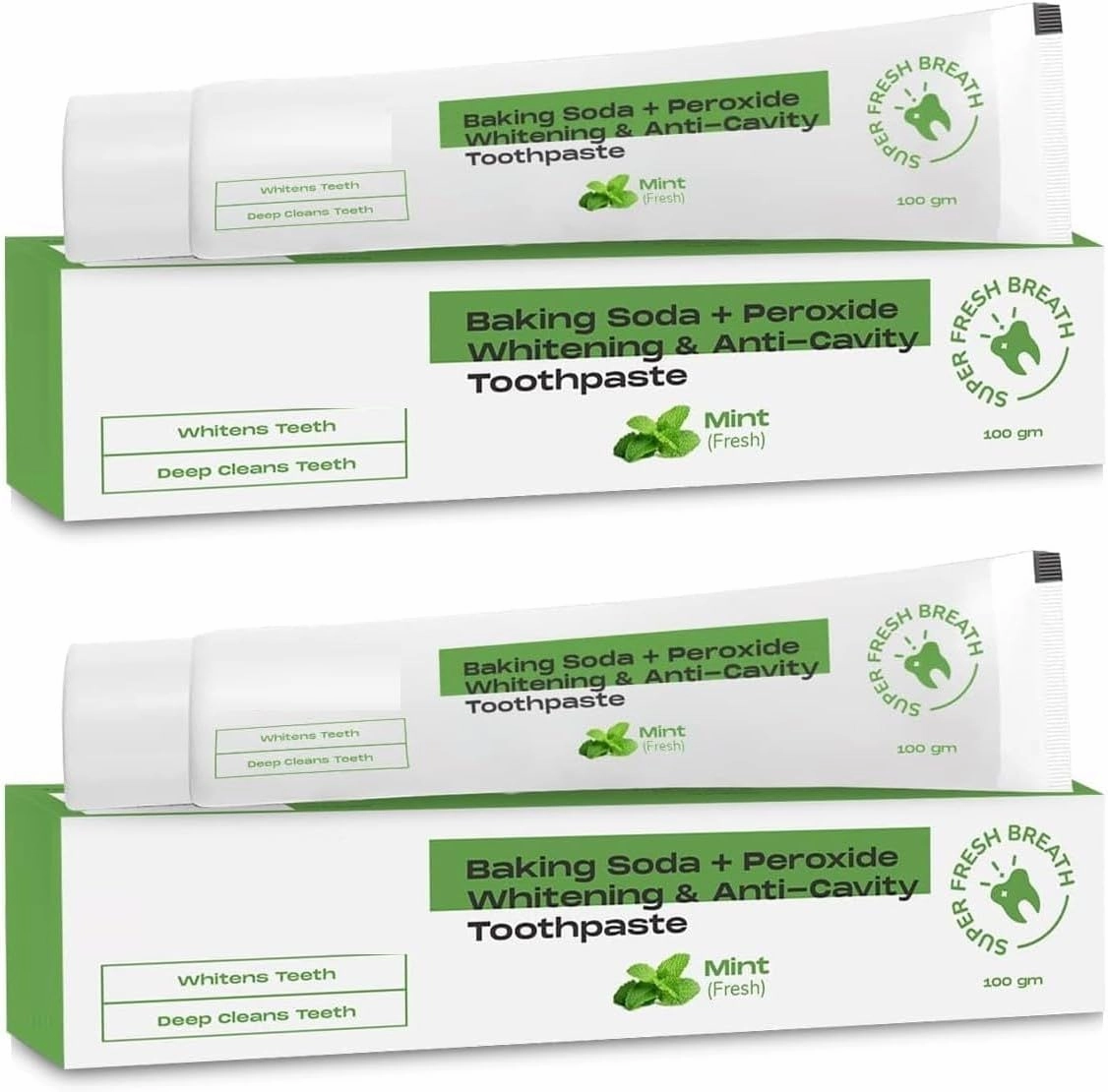 DURJA Baking Soda and Peroxide Toothpaste for Whitening & Anti-Cavity | Toothpaste with Fresh Mint | Deep Cleanse |Super Fresh Breath | Extreme Whitening– 100gm Mint Flavour (Pack of 2)...'