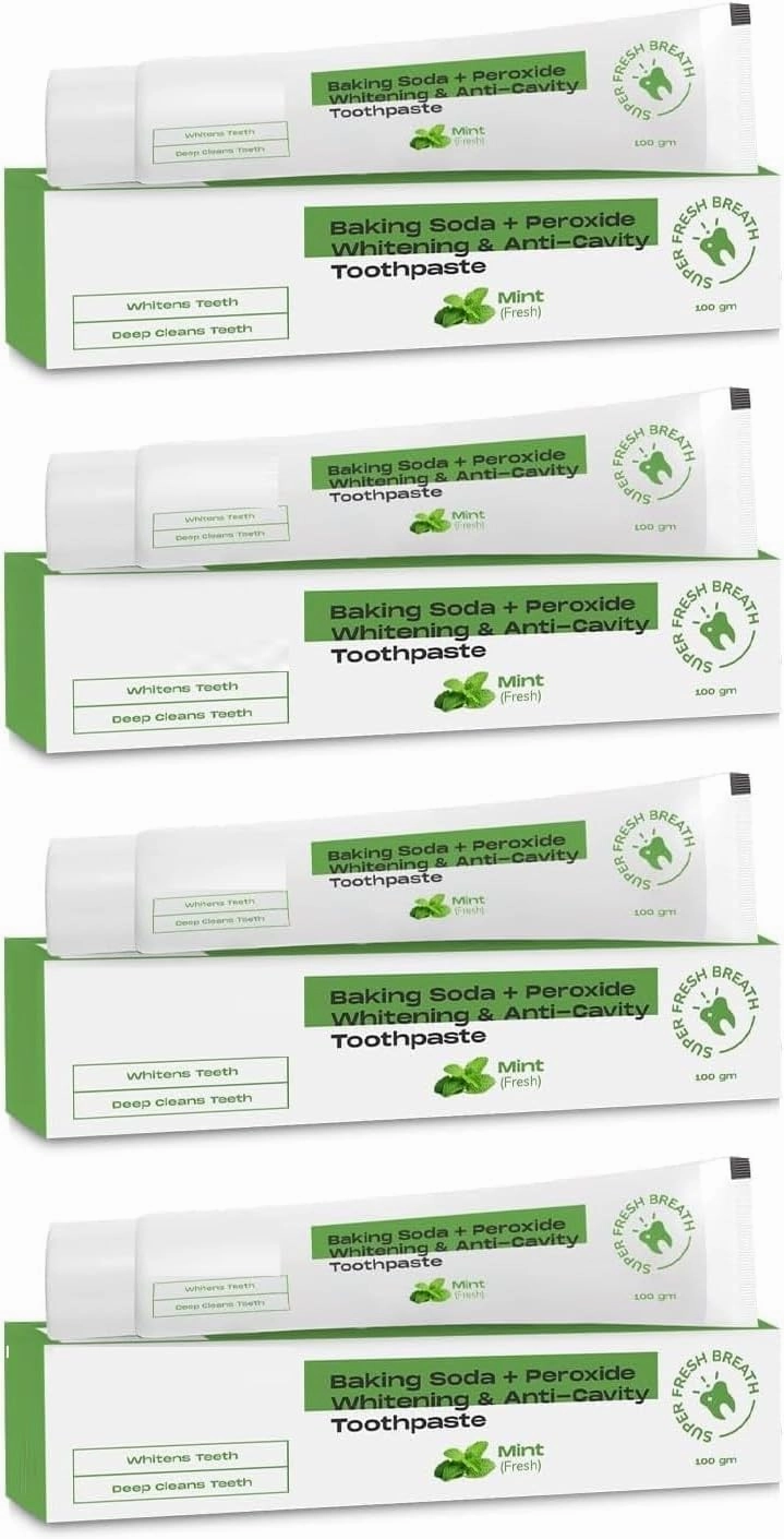 DURJA Baking Soda and Peroxide Toothpaste for Whitening & Anti-Cavity | Toothpaste with Fresh Mint | Deep Cleanse |Super Fresh Breath | Extreme Whitening– 100gm Mint Flavour (Pack of 4)...'