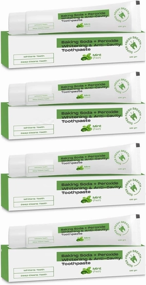 DURJA Baking Soda and Peroxide Toothpaste for Whitening & Anti-Cavity | Toothpaste with Fresh Mint | Deep Cleanse |Super Fresh Breath | Extreme Whitening– 100gm Mint Flavour (Pack of 4)...'