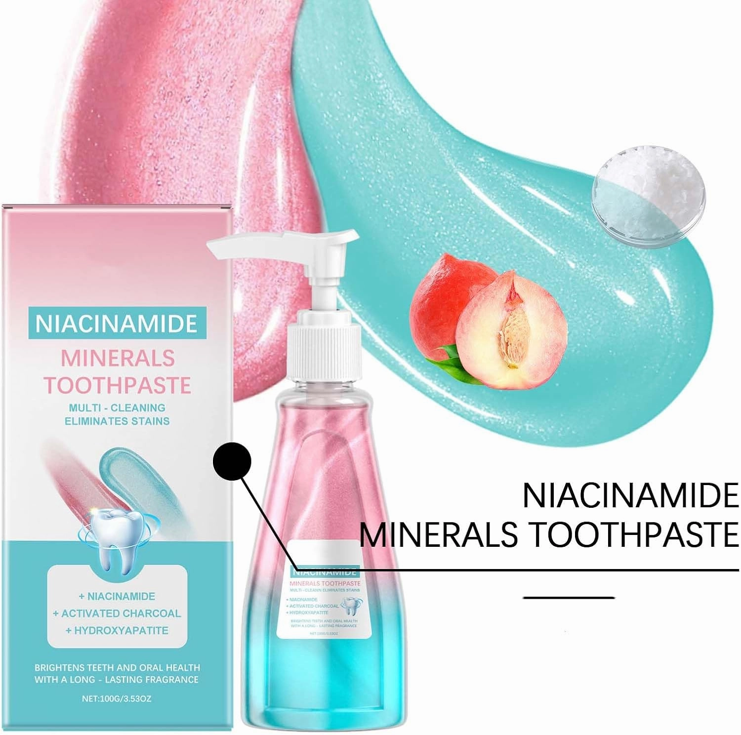 Easilyous Bright White Toothpaste, Niacinamide Toothpaste, NAM Activated Charcoal Hydroxyapatite Triple Whitening ＆ Removes Stains, Fresh Breath, Remove Tooth Stains (1)