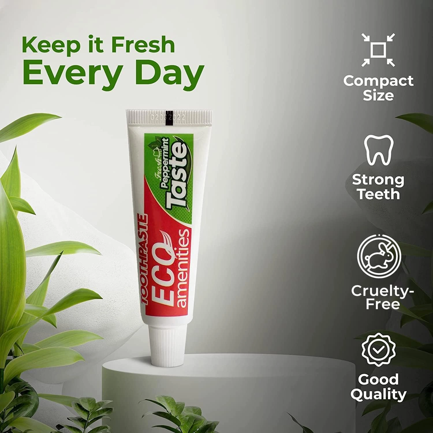 ECO Amenities Travel Size Bulk Toothpaste 1oz (Bulk Pack - 48 Tubes) Peppermint Toothpaste Travel- Sized for Guests Fresh Scent Hotel Toiletries