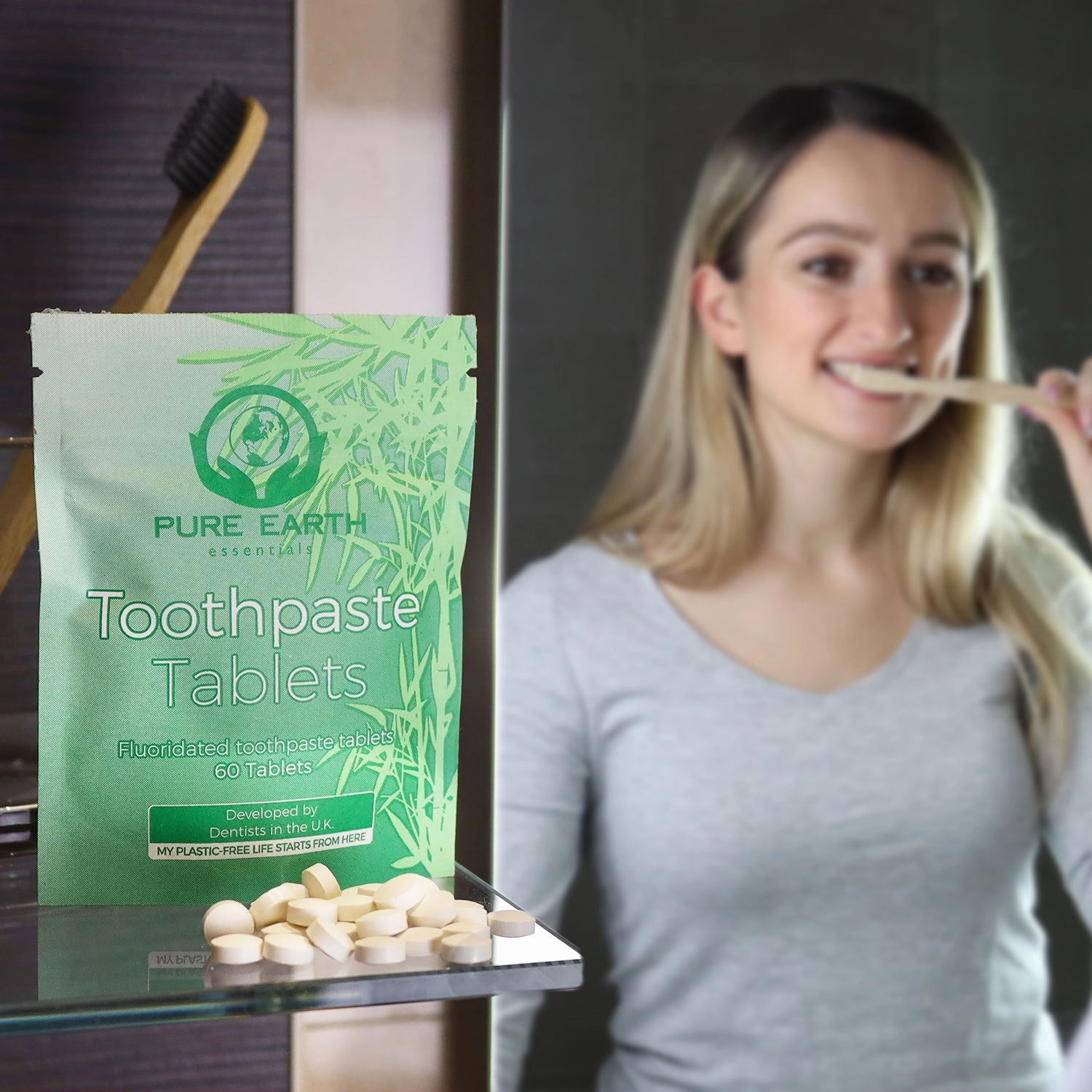 Eco friendly mint flavoured toothpaste tablets - 60 per pack- Starts at £3.84 per item