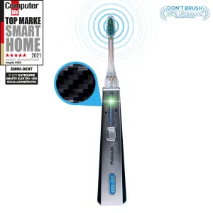 Electric Toothbrush Set - Carbon. 100% Ultrasound Technology removes Harmful Plaque Without Abrasive Brushing. Ideal for Sensitive Teeth & Gums. with Nano-Bubble Toothpaste. Rechargeable.