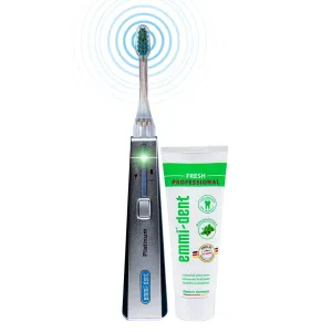 Electric Toothbrush Set - Carbon Edition. 100% Ultrasound Technology removes Harmful Plaque Without Abrasive Brushing. Ideal for Sensitive Teeth & Gums. Includes Nano-Bubble Toothpaste.