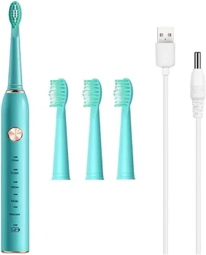 Electric Toothbrush， Ultra Whitening Toothbrush, 4 Brush Heads - Ultra Sonic Motor Toothbrus,5 Brushing Modes (Color : Green) (Color : Green)