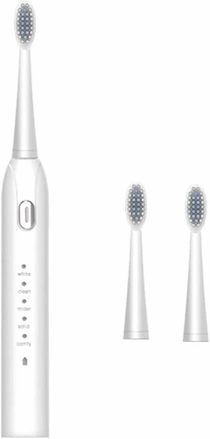 Electric Toothbrush USB Rechargeable with Replacement Toothbrush Heads 5 Modes Washable Ultrasonic Whitening Tooth Brush for Adult