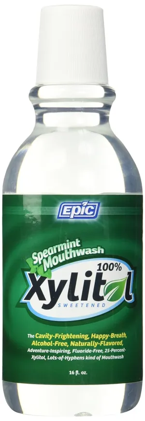 Epic Xyitol Spearmint Flavored Mouthwash, 16-Ounce