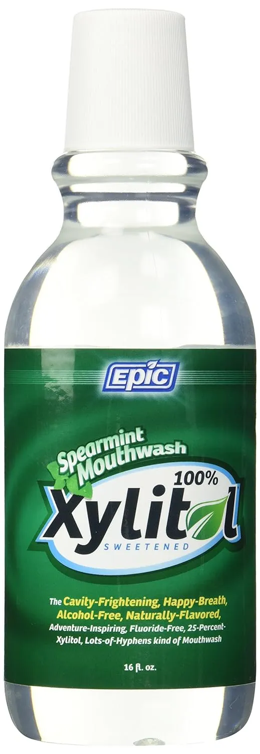 Epic Xyitol Spearmint Flavored Mouthwash, 16-Ounce