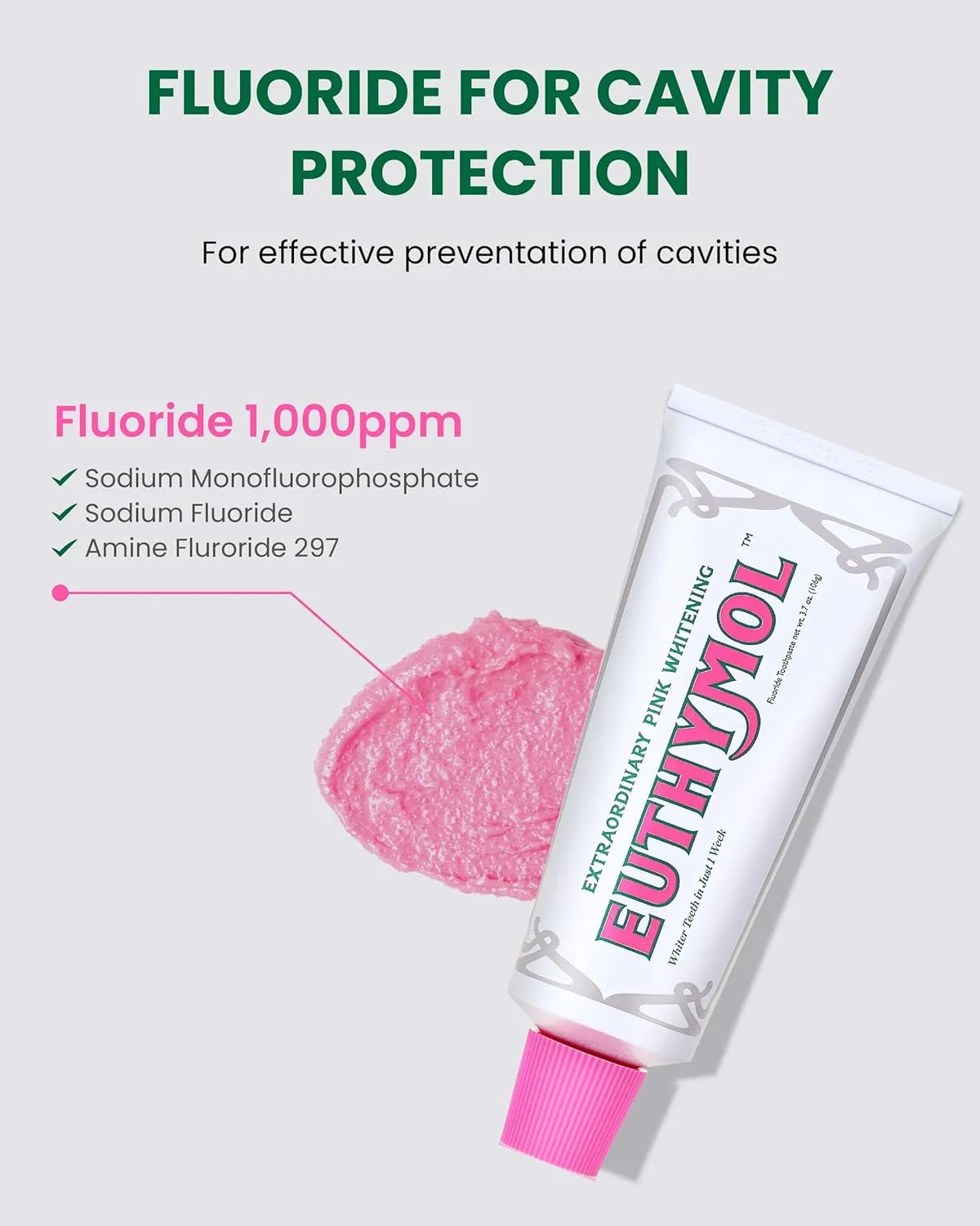 EUTHYMOL Whitening Toothpaste (3.7fl oz) - Stain Removal in 2 Weeks, Long-Lasting Freshness for Sensitive Gum & Teeth. Bad Breath, Cavity Prevention. Recyclable Aluminum Tube