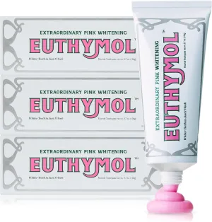 EUTHYMOL Whitening Toothpaste (3.7fl oz*3, Pack of 3) - Stain Removal in 2 Weeks, Long-Lasting Freshness for Sensitive Gum & Teeth. Bad Breath, Cavity Prevention. Recyclable Aluminum Tube