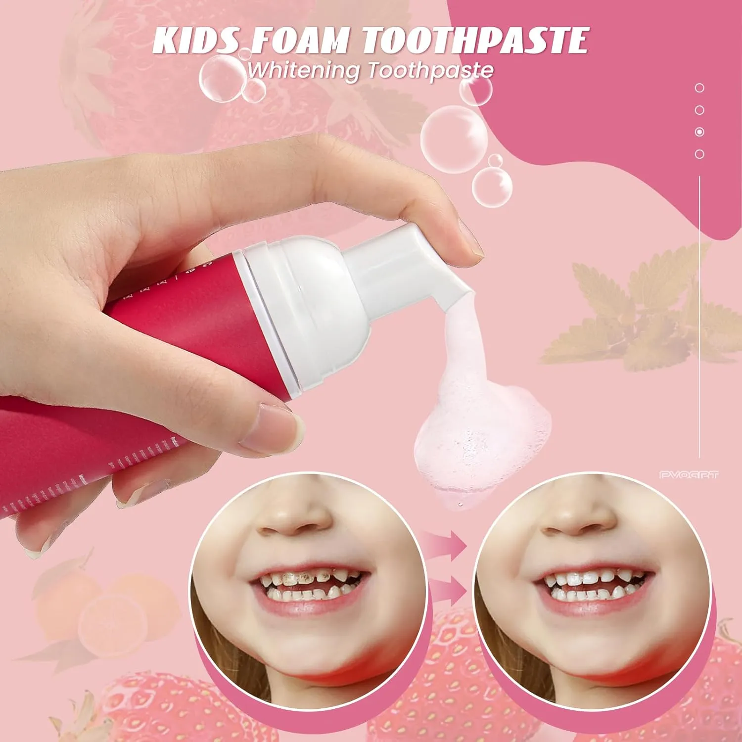 Fluoride Free Foam Kids Toothpaste - ELOTAME Toddler Natural Whitening Toothpaste with Mix Mint Flavor, Organic Travel for U Shaped Toothbrush