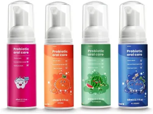 Fluoride Free Foam Kids Toothpaste - Natural Teeth Clean and Whitening Toothpaste with 4 Pack Mix Mint Flavor, Organic Travel for U Shaped Toothbrush